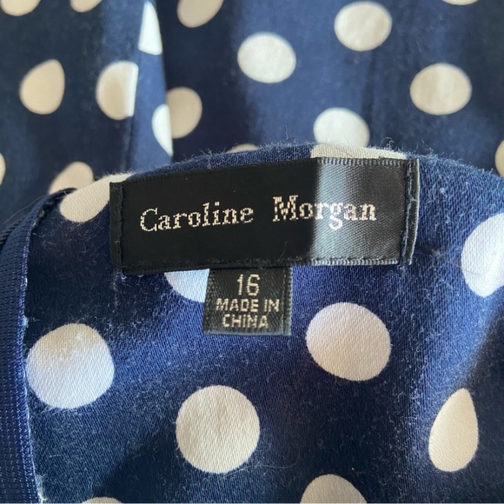 Caroline Morgan navy and white polka dot fit n flare 50s style mini dress Size16 - Picture 10 of 15